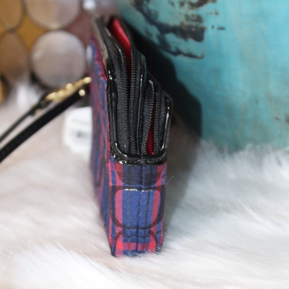 Coach, Poppy Tartan Double zip plaid wristlet - Picture 5 of 16